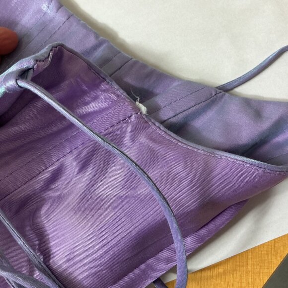 Vintage 80s 90s Cache Shimmer Lilac Purple Organza Lace Up Dress Fairy 6 - Picture 8 of 8